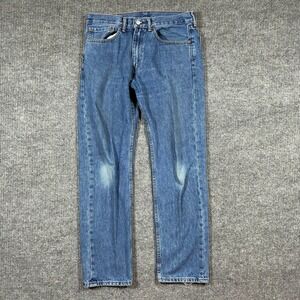 Levis 505 Mens Straight Leg Jeans Size 34x32 Blue Denim 100% Cotton Mid Rise